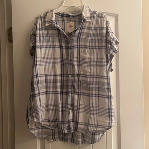 American Eagle Short Sleeve Button Down Flannel Shirt